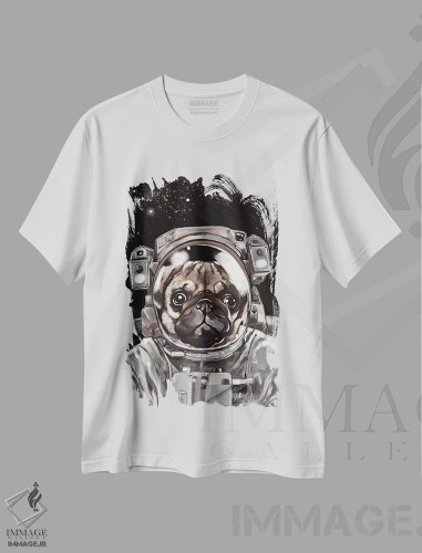 تیشرت سفید طرح دار سلفی پاگ فضانورد، تزئینی اثر بگ نوز ورک | فروشگاه ایماژ