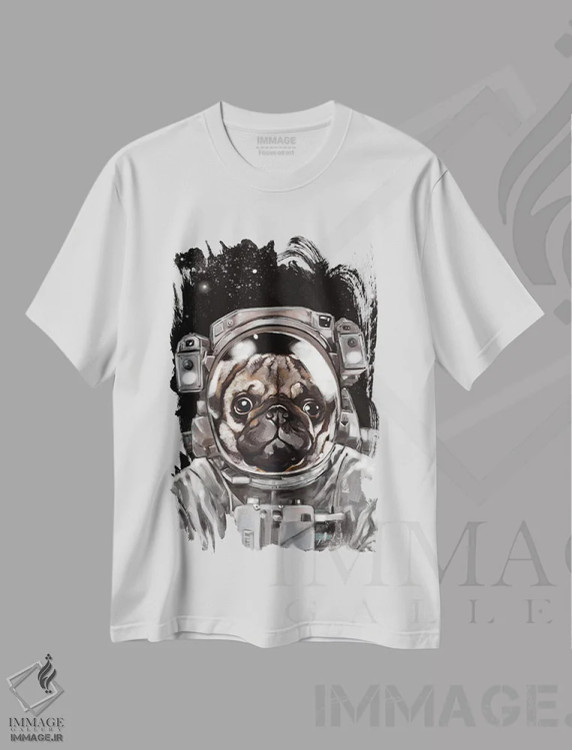 تیشرت سفید طرح دار سلفی پاگ فضانورد، تزئینی اثر بگ نوز ورک | فروشگاه ایماژ