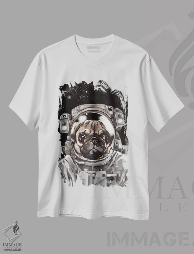 تیشرت سفید طرح دار سلفی پاگ فضانورد، تزئینی اثر بگ نوز ورک | فروشگاه ایماژ