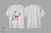 تیشرت سفید طرح دار لامای شیطان با عینک سه بعدی در رنگ صورتی، تزئینی اثر بگ نوز ورک | immage.ir