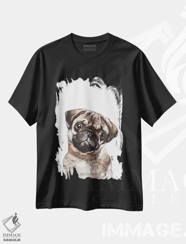 تیشرت مشکی طرح دار پاگ غمگین، تزئینی اثر بگ نوز ورک | فروشگاه ایماژ