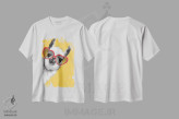 تیشرت سفید طرح دار لامای مدرن هیپستر با عینک، هنر دیجیتال اثر بگ نوز ورک | immage.ir