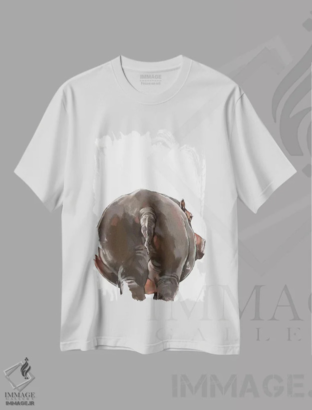 تیشرت سفید طرح دار پشت اسب آبی، هنر دیجیتال اثر بگ نوز ورک | فروشگاه ایماژ