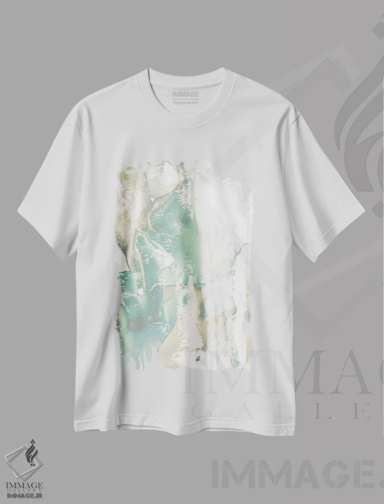 تیشرت سفید طرح دار آب شسته II، آبستره اثر ۳۳ استخوان شکسته | فروشگاه ایماژ