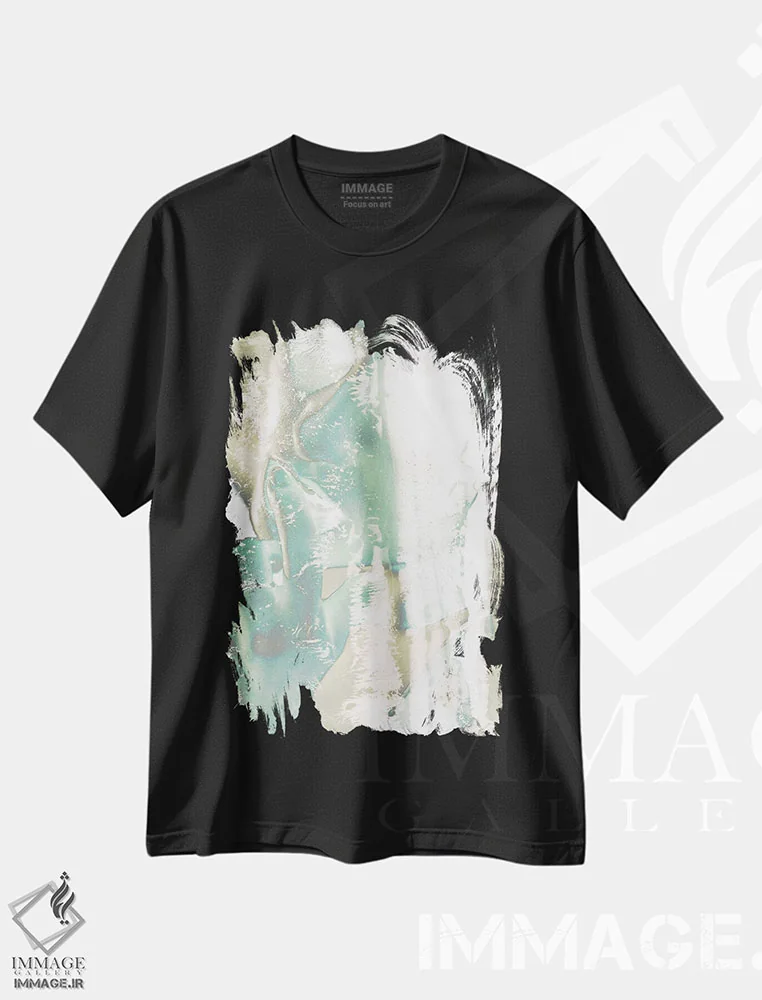 تیشرت مشکی طرح دار آب شسته II، آبستره اثر ۳۳ استخوان شکسته | immage.ir