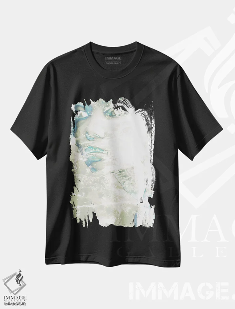 تیشرت مشکی طرح دار آب شسته III، آبستره اثر ۳۳ استخوان شکسته | فروشگاه ایماژ