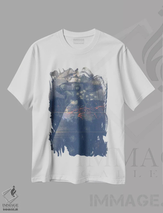 تیشرت سفید طرح دار لومن II، آبستره اثر ۳۳ استخوان شکسته | فروشگاه ایماژ
