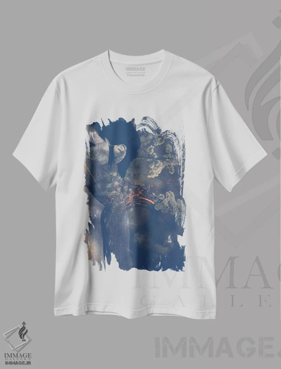 تیشرت سفید طرح دار لومن III، آبستره اثر ۳۳ استخوان شکسته | immage.ir