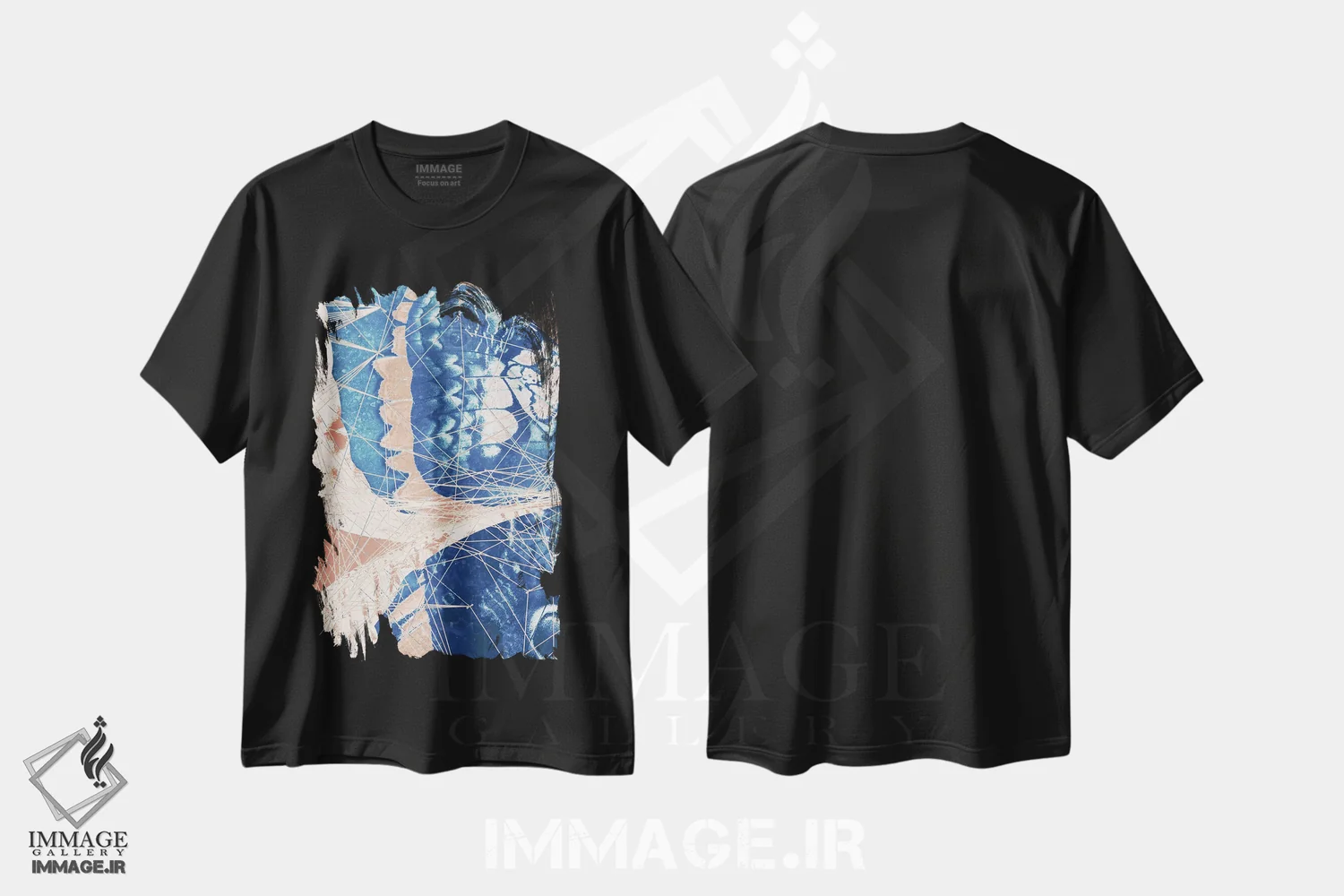 تیشرت مشکی طرح دار سه لتی پروانه I، هنر دیجیتال اثر ۳۳ استخوان شکسته | فروشگاه ایماژ