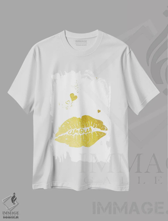 تیشرت سفید طرح دار عشق طلایی II، تایپوگرافی اثر ۳۳ استخوان شکسته | immage.ir