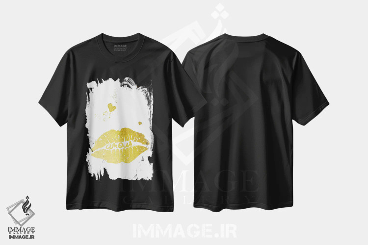 تیشرت مشکی طرح دار عشق طلایی II، تایپوگرافی اثر ۳۳ استخوان شکسته | فروشگاه ایماژ