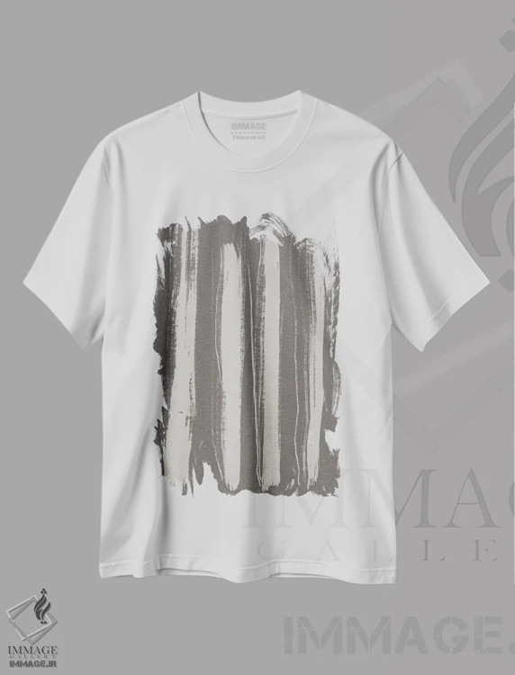 تیشرت سفید طرح دار قلم موی انتزاعی III اثر ۳۳ استخوان شکسته | فروشگاه ایماژ