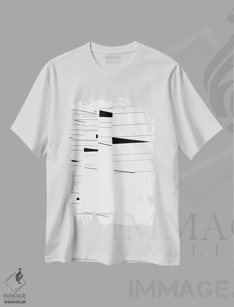 تیشرت سفید طرح دار انتزاعی مینیمال اثر ۳۳ استخوان شکسته | فروشگاه ایماژ