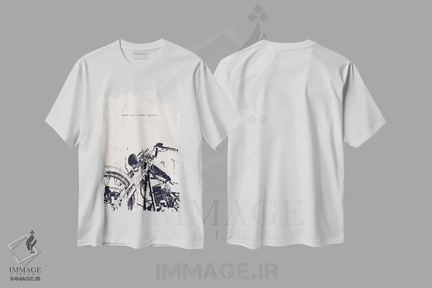 تیشرت سفید طرح دار سواری، خوردن، مبارزه، تکرار، تزئینی اثر ۳۳ استخوان شکسته | immage.ir