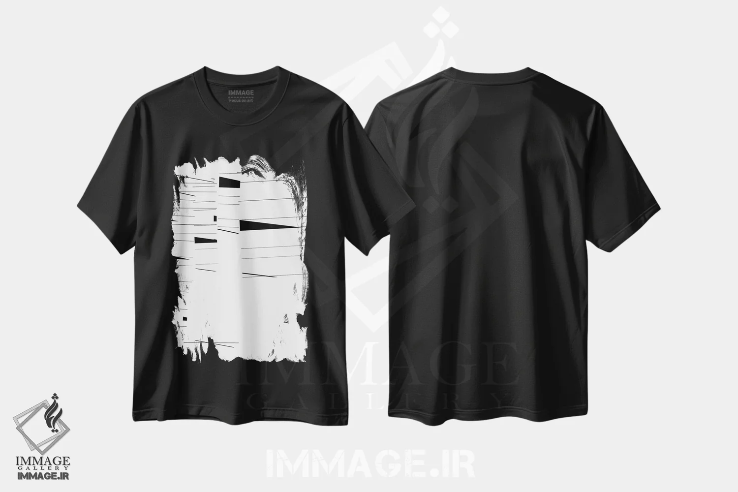تیشرت مشکی طرح دار انتزاعی مینیمال اثر ۳۳ استخوان شکسته | immage.ir