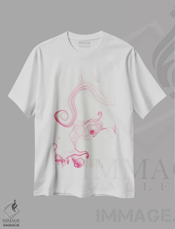 تیشرت سفید طرح دار پیچش II اثر ۳۳ استخوان شکسته | فروشگاه ایماژ