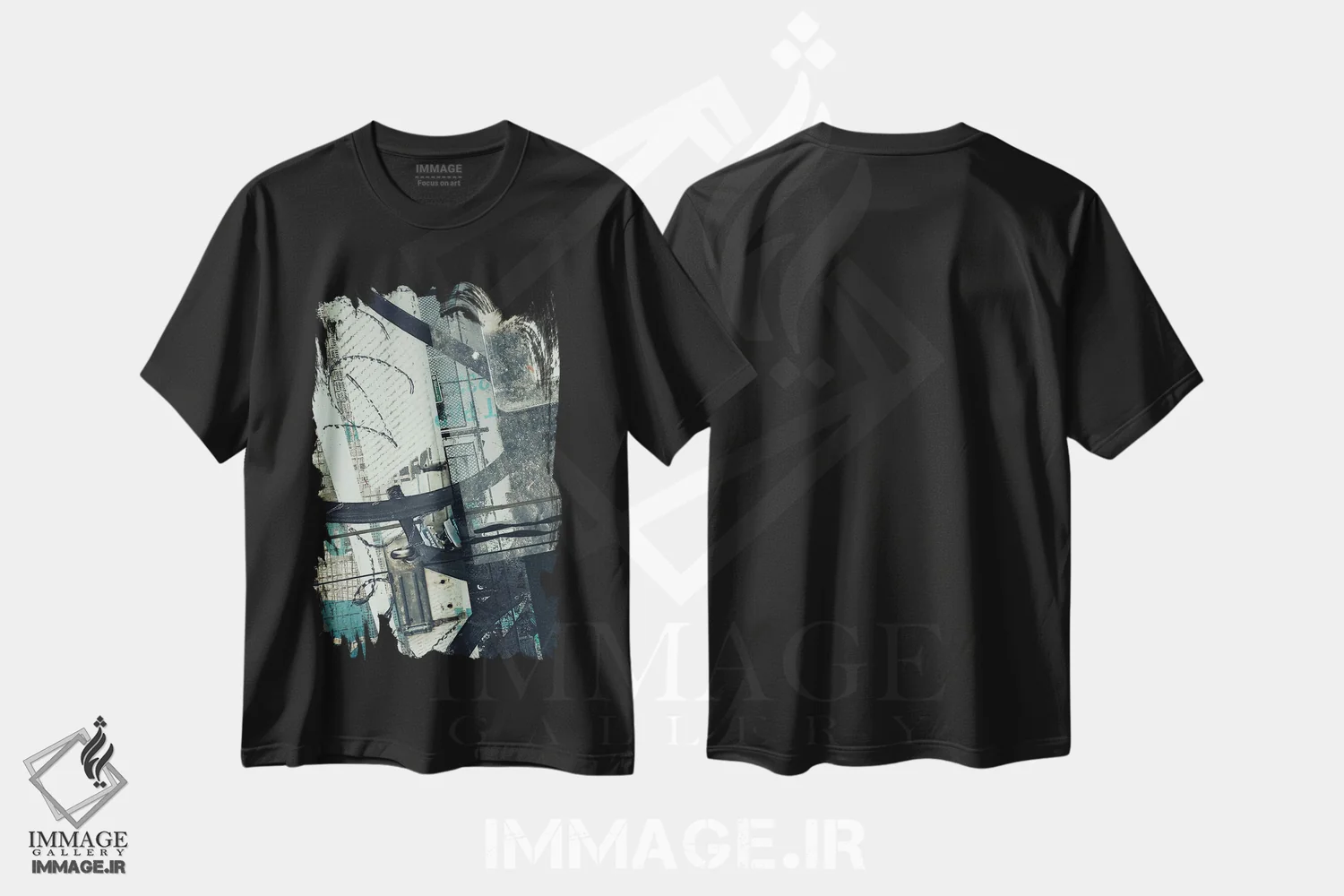 تیشرت مشکی طرح دار خیابان های فراموش شده، آبستره اثر ۳۳ استخوان شکسته | فروشگاه ایماژ