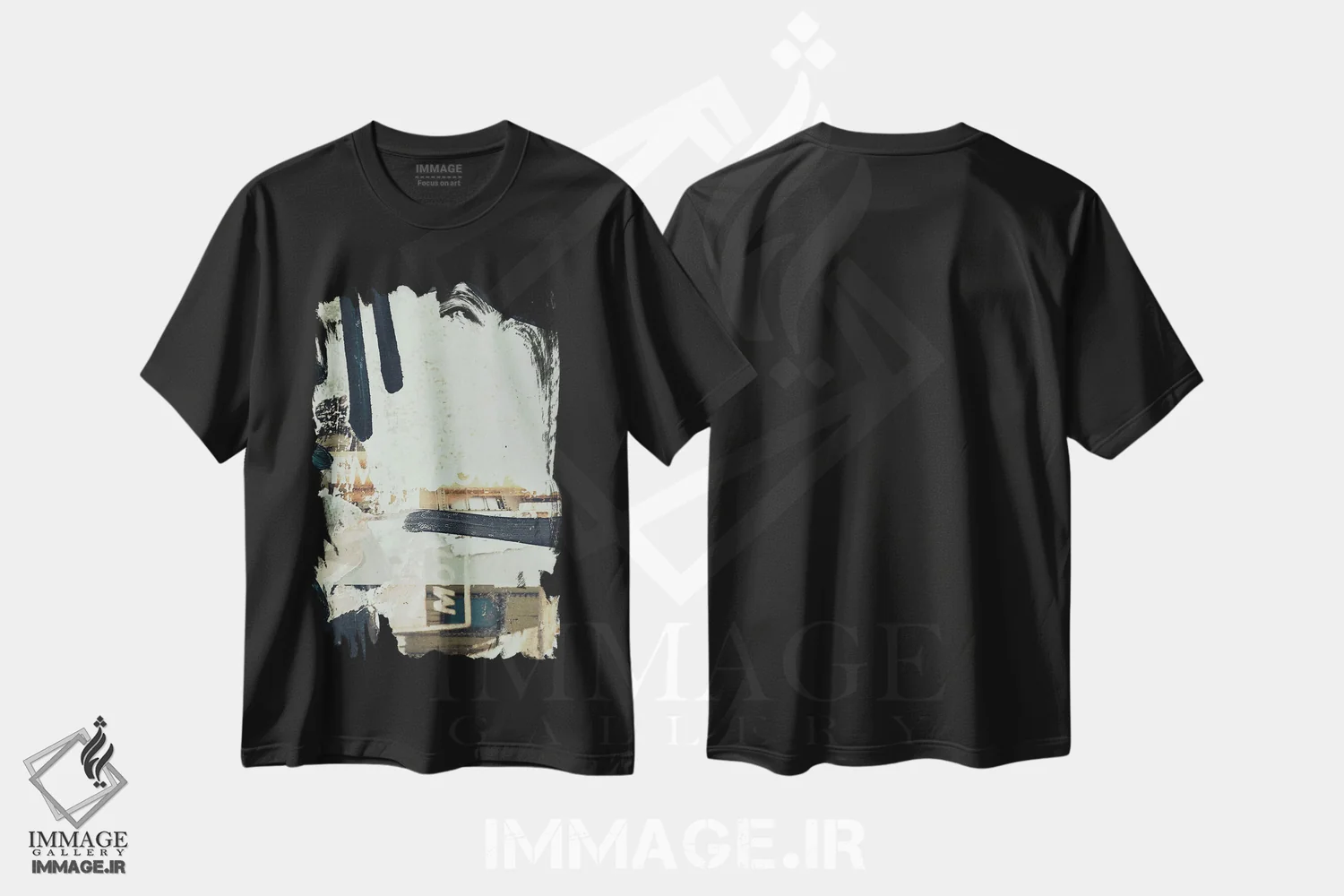 تیشرت مشکی طرح دار خیابان های فراموش شده، آبستره اثر ۳۳ استخوان شکسته | immage.ir