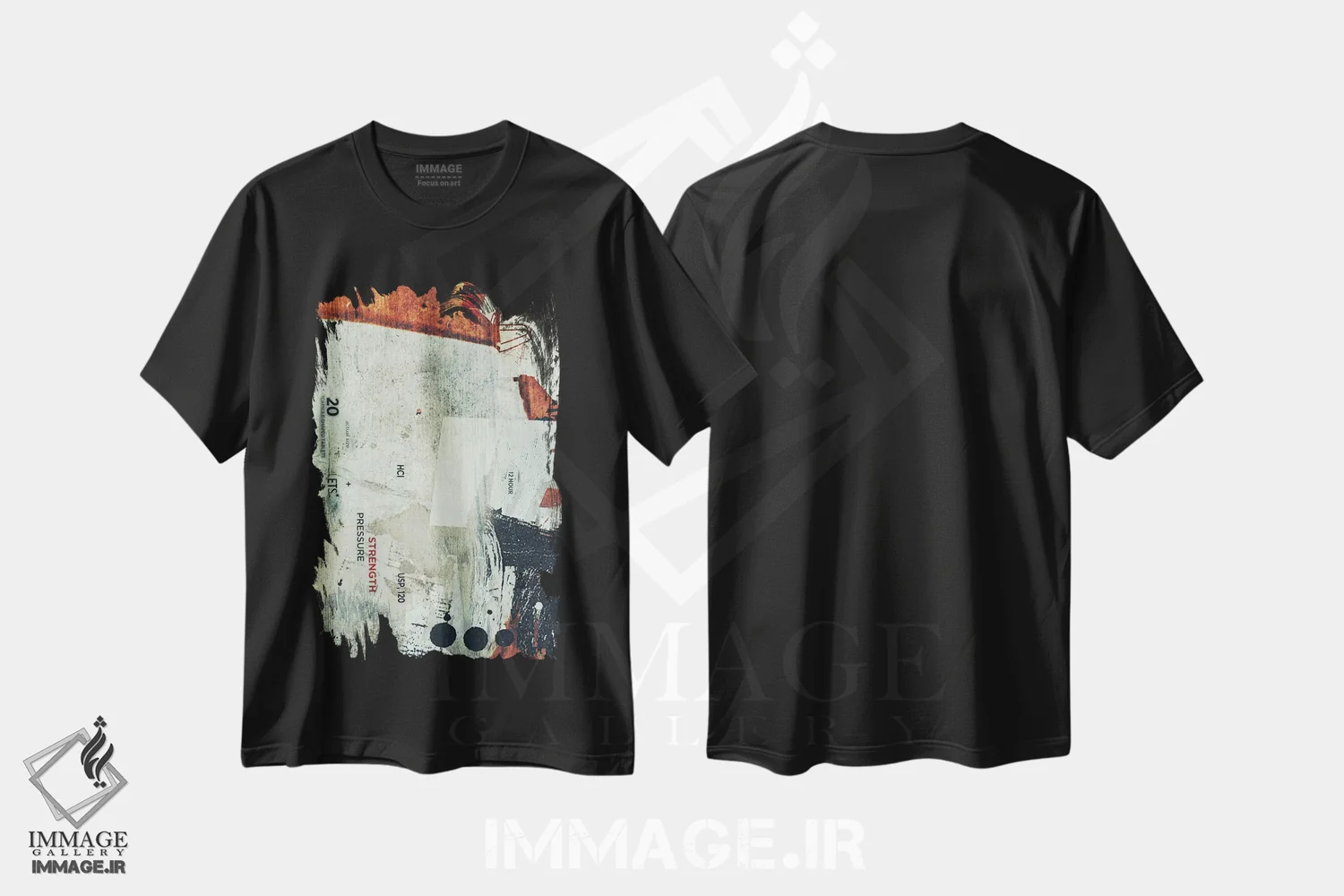 تیشرت مشکی طرح دار خیابان های فراموش شده، آبستره اثر ۳۳ استخوان شکسته | فروشگاه ایماژ