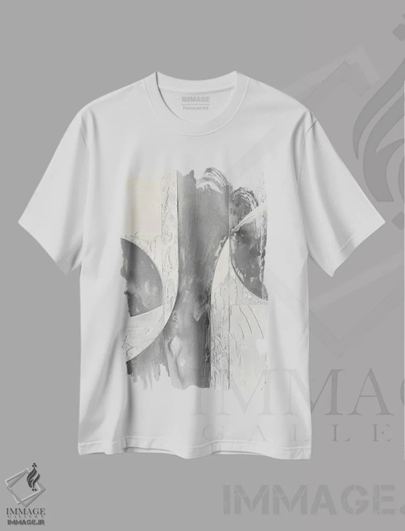 تیشرت سفید طرح دار قوس بیومورفیک II، آبستره اثر ۳۳ استخوان شکسته | immage.ir