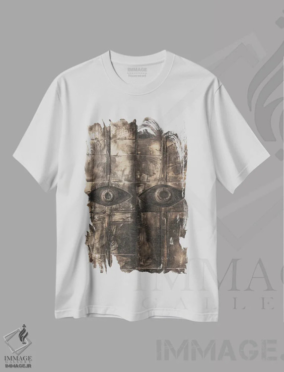 تیشرت سفید طرح دار نقاب بروتالیستی آفرودیت، آبستره اثر ۳۳ استخوان شکسته | immage.ir
