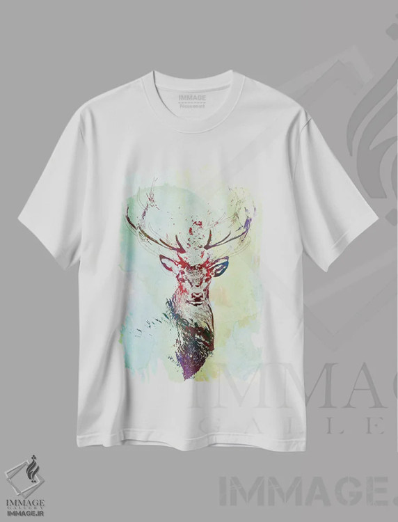 تیشرت سفید طرح دار حیات وحش آبرنگی I، تزئینی اثر ۳۳ استخوان شکسته | فروشگاه ایماژ