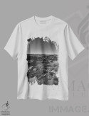 تیشرت سفید طرح دار دره گراند کانیون XVIII، عکاسی سیاه و سفید اثر ۳۳ استخوان شکسته | immage.ir