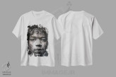 تیشرت سفید طرح دار جیمی هندریکس، هنر فاخر معاصر اثر ساشا بوم | immage.ir