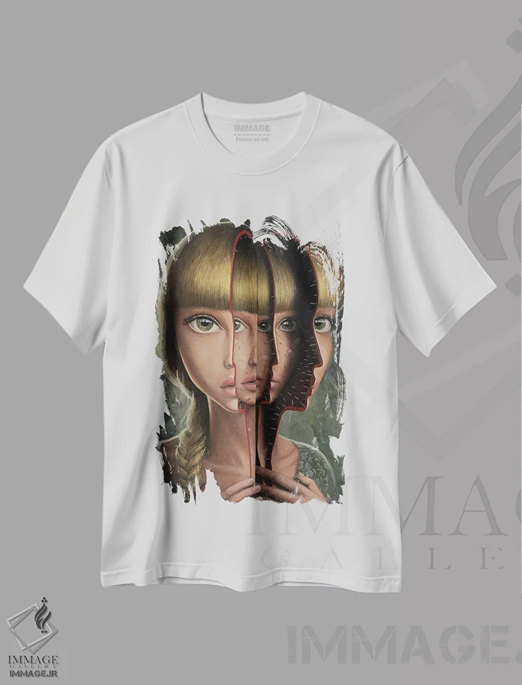 تیشرت سفید طرح دار روزی خودم را خواهم گشود، هنر فاخر معاصر اثر آدریان بوردَا | immage.ir