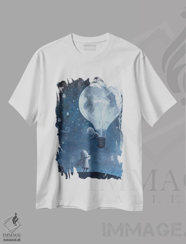 تیشرت سفید طرح دار او درخشان ترین ستاره را به من داد، هنر فاخر معاصر اثر آدریان بوردَا | فروشگاه ایماژ