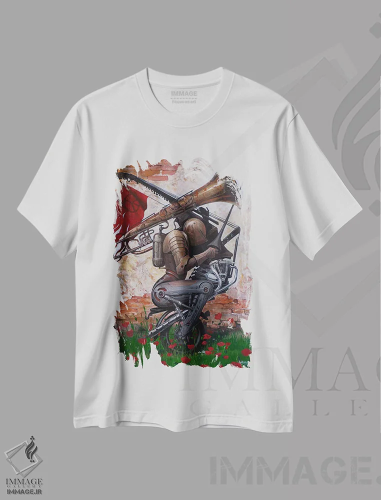 تیشرت سفید طرح دار آوازی به جای بوسه، دکوراسیون جایگزین اثر آدریان بوردَا | immage.ir