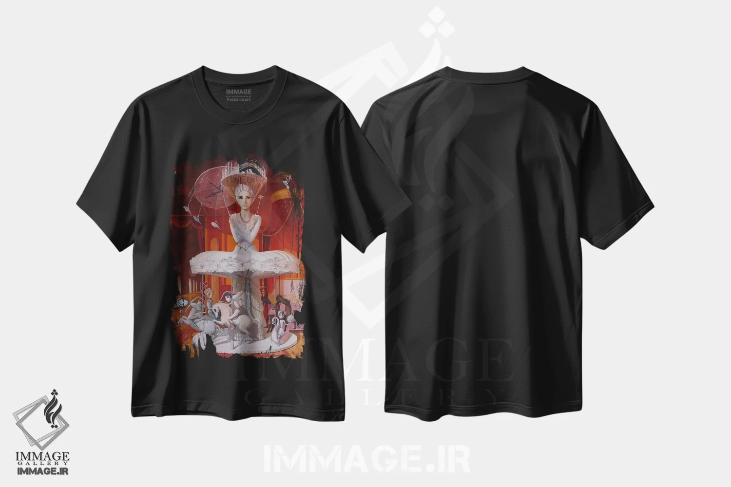 تیشرت مشکی طرح دار بازی هایی که مردم انجام می دهند، هنر فاخر معاصر اثر آدریان بوردَا | immage.ir