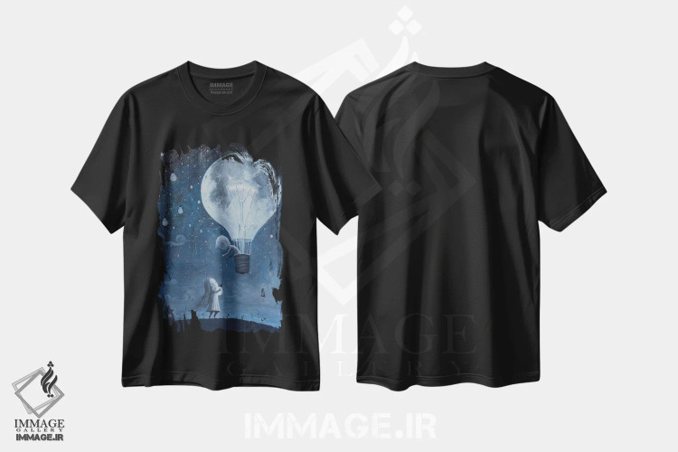 تیشرت مشکی طرح دار او درخشان ترین ستاره را به من داد، هنر فاخر معاصر اثر آدریان بوردَا | immage.ir