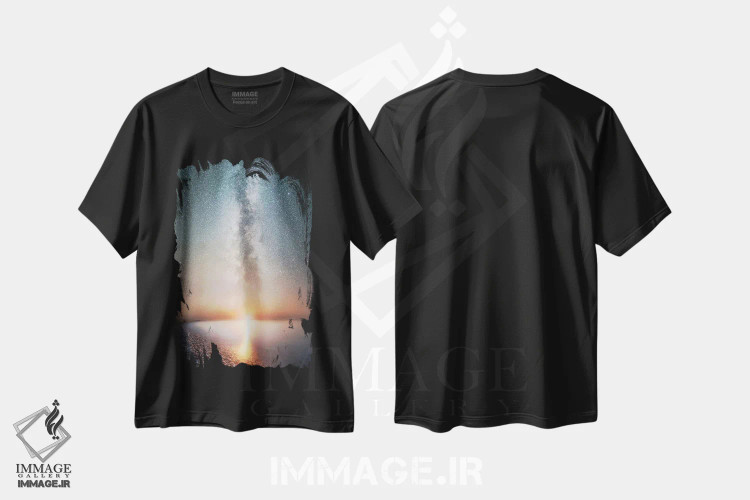 تیشرت مشکی طرح دار بازتاب بی نهایت، مدیوم اثر آدریان بوردَا | فروشگاه ایماژ