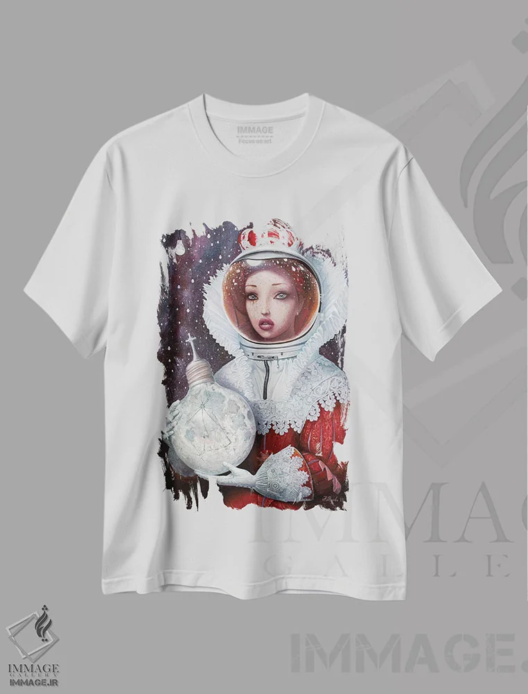 تیشرت سفید طرح دار ناوگان مهتاب اسپانیایی، هنر فاخر معاصر اثر آدریان بوردَا | فروشگاه ایماژ