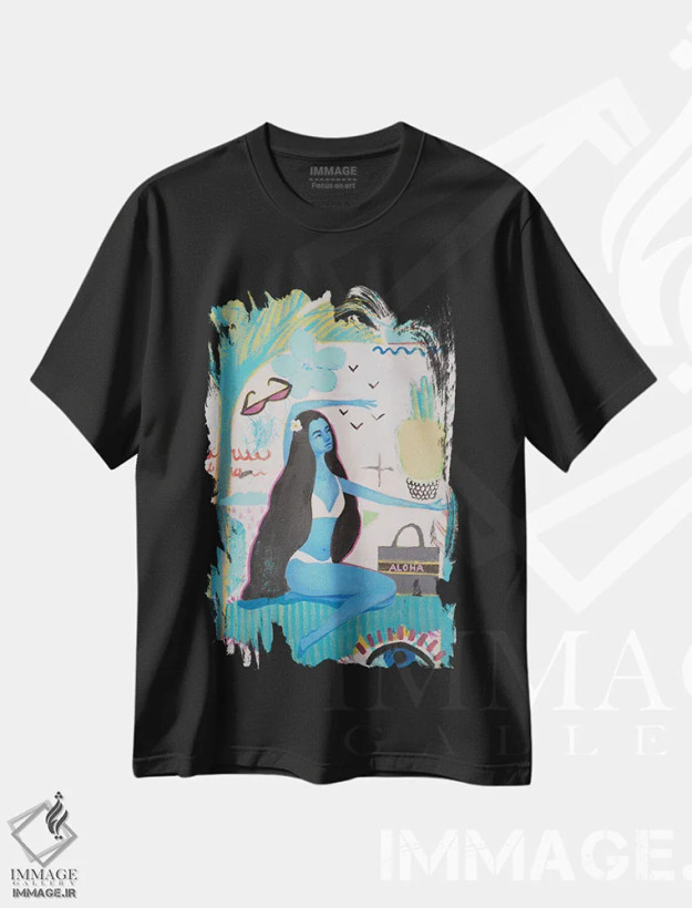 تیشرت مشکی طرح دار آلوها، دکور معاصر اثر داریا بوریسووا | فروشگاه ایماژ