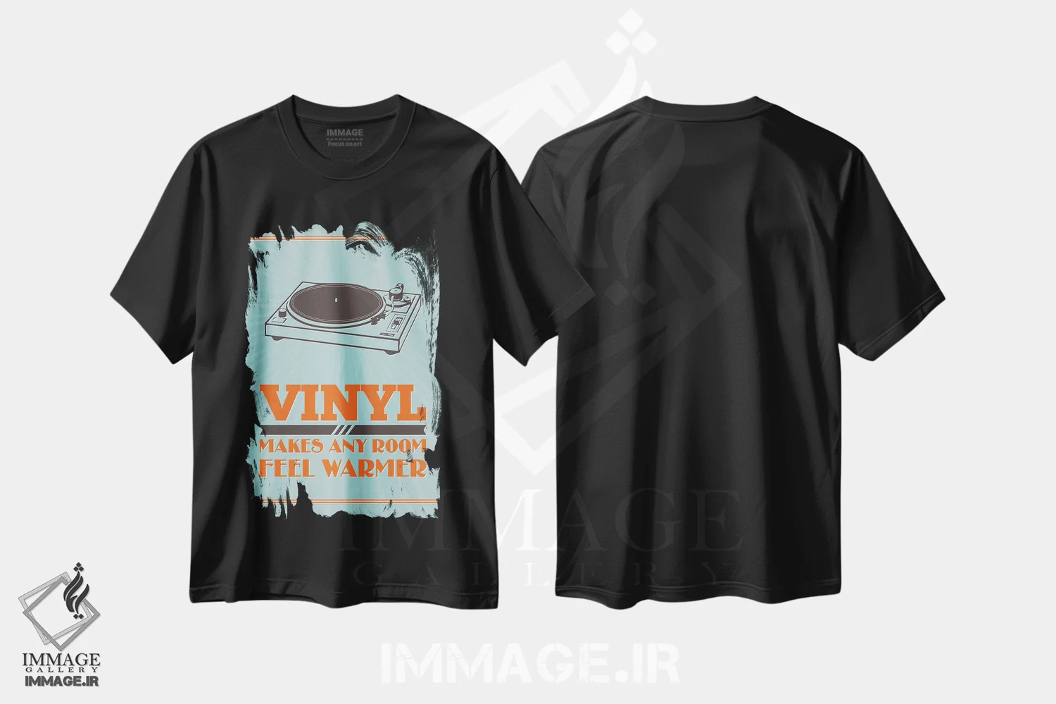 تیشرت مشکی طرح دار صفحه گرامافون هر اتاقی را گرم تر می کند، تزئینی اثر پرینت های بنتون پارک | immage.ir