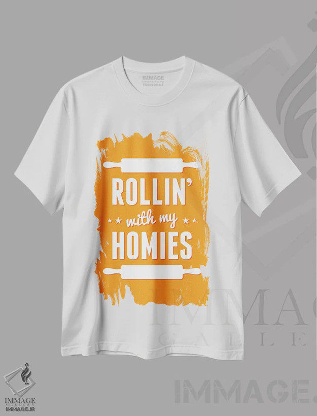 تیشرت سفید طرح دار در کنار رفقایم می چرخم، هنر دیجیتال اثر پرینت های بنتون پارک | فروشگاه ایماژ