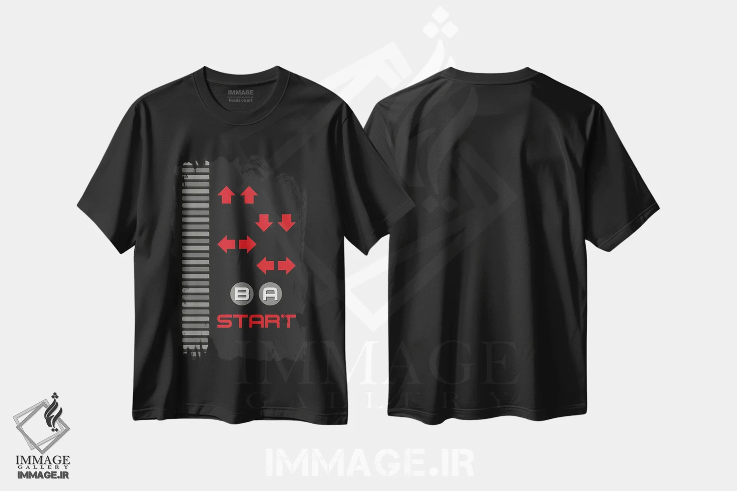 تیشرت مشکی طرح دار کد تقلب بازی قدیمی، تزئینی اثر پرینت های بنتون پارک | immage.ir