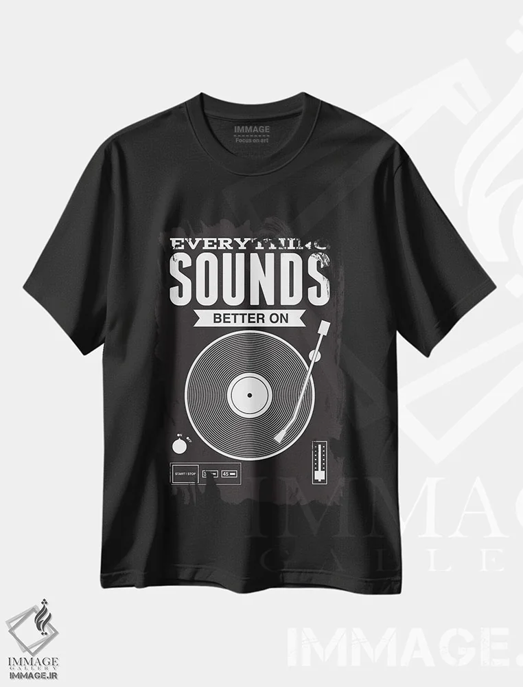 تیشرت مشکی طرح دار آثار پرینت های بنتون پارک - فروشگاه ایماژ