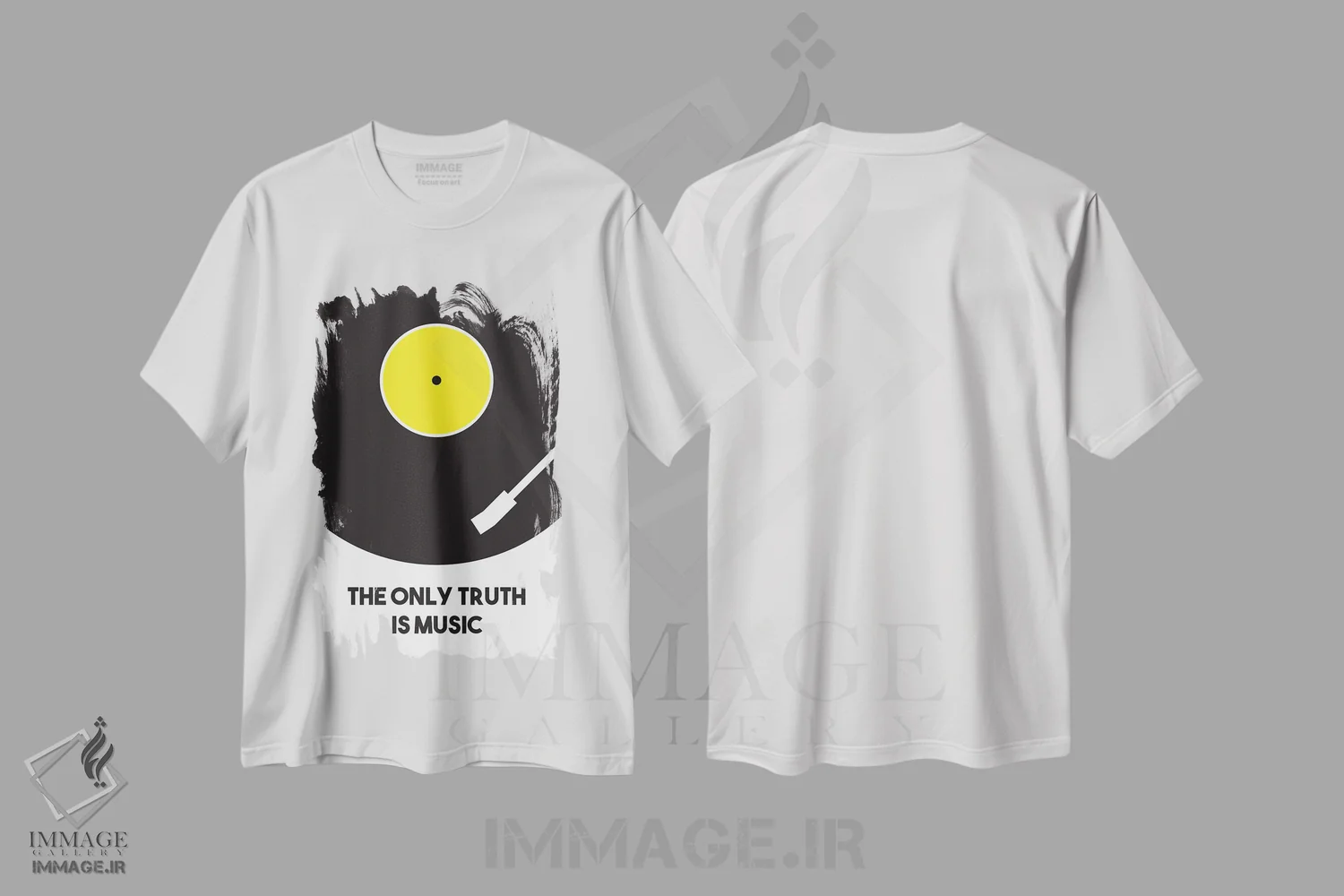 تیشرت سفید طرح دار تنها حقیقت، موسیقی است، تزئینی اثر پرینت های بنتون پارک | فروشگاه ایماژ