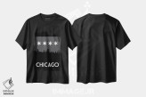 تیشرت مشکی طرح دار خط افق شیکاگو در شب، هنر دیجیتال اثر پرینت های بنتون پارک | فروشگاه ایماژ
