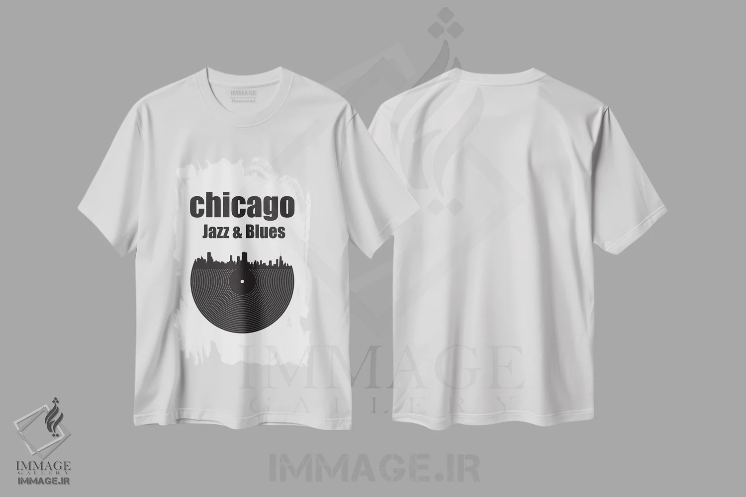 تیشرت سفید طرح دار جاز و بلوز شیکاگو، هنر تزئینی سیاه و سفید اثر پرینت های بنتون پارک | فروشگاه ایماژ