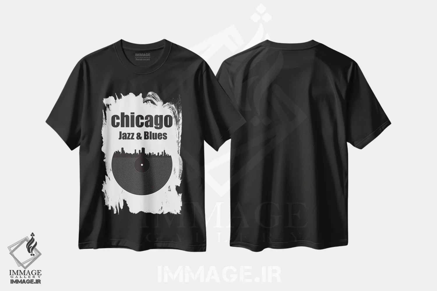 تیشرت مشکی طرح دار جاز و بلوز شیکاگو، هنر تزئینی سیاه و سفید اثر پرینت های بنتون پارک | immage.ir