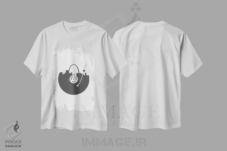 تیشرت سفید طرح دار صفحه گرامافون سنت لوئیس، هنر تزئینی سیاه و سفید اثر پرینت های بنتون پارک | immage.ir