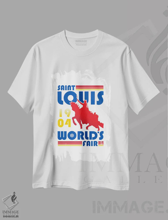 تیشرت سفید طرح دار نمایشگاه جهانی سنت لوئیس، هنر دیجیتال اثر پرینت های بنتون پارک | immage.ir