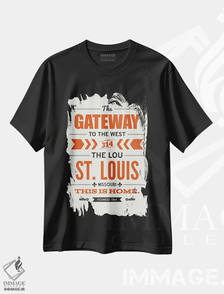 تیشرت مشکی طرح دار سنت لوئیس: این جا خانه است، هنر دیجیتال اثر پرینت های بنتون پارک | immage.ir