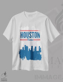 تیشرت سفید طرح دار خط افق هیوستون، هنر دیجیتال اثر پرینت های بنتون پارک | فروشگاه ایماژ