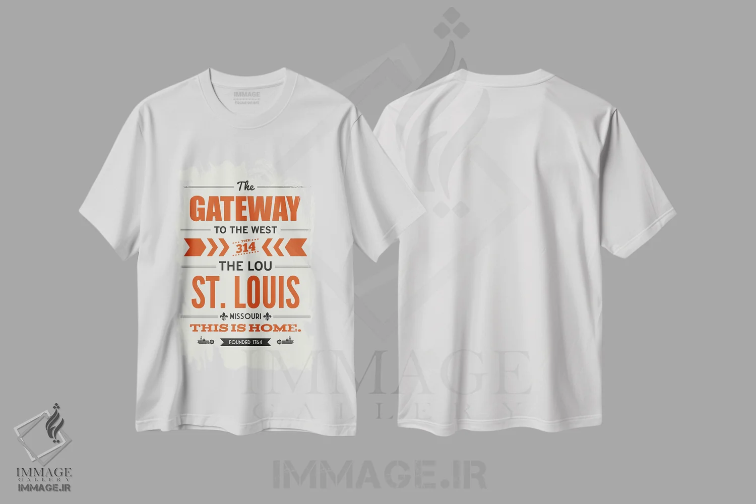 تیشرت سفید طرح دار سنت لوئیس: این جا خانه است، هنر دیجیتال اثر پرینت های بنتون پارک | فروشگاه ایماژ