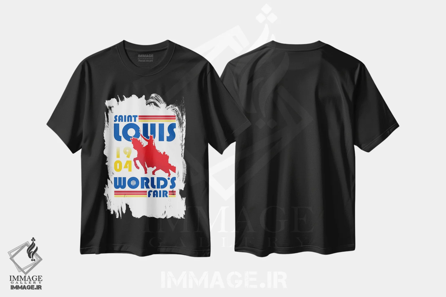 تیشرت مشکی طرح دار نمایشگاه جهانی سنت لوئیس، هنر دیجیتال اثر پرینت های بنتون پارک | فروشگاه ایماژ